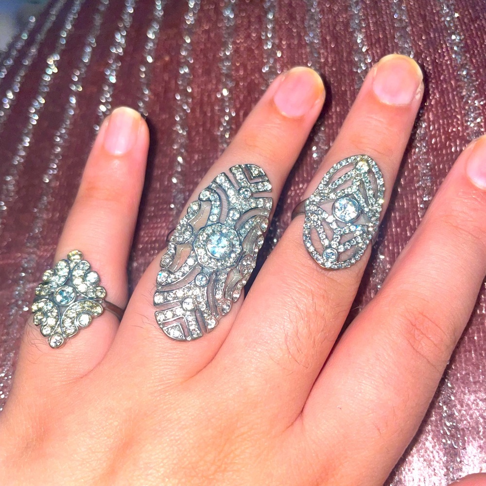3 piece shiny Forever21 diamond rings bundle jelwery